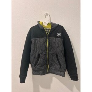 Shaun White Kids Quilted Zip Up Hoodie Jacket S 6-7 Neon Yellow Lined